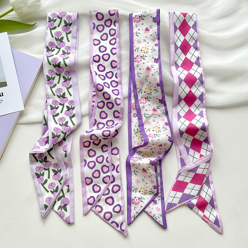Ascot Neck Scarf - New Luxury Narrow Short Woman's Silk