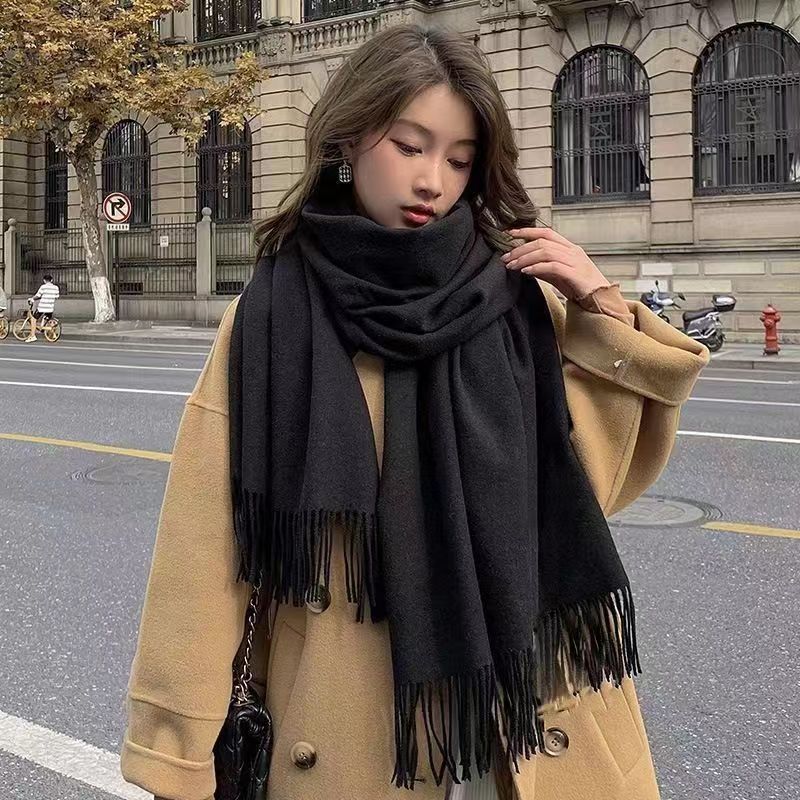 Pashmina Wrap Large - Solid Color Imitation Cashmere Scarf Women
