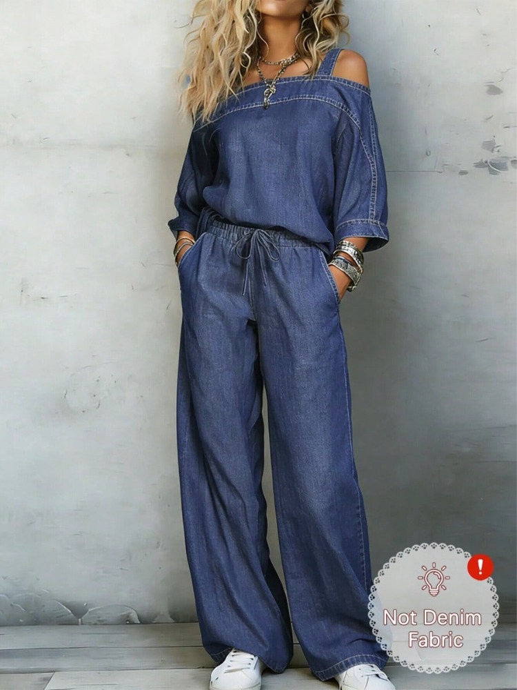 Women Denim‑Look 2 Piece Outfi - đánh giá và giá Pocket Square Set