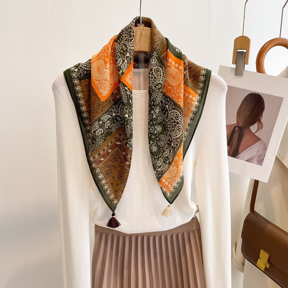 Tassel Scarf Women Square Cott - đánh giá và giá Bandana Cotton